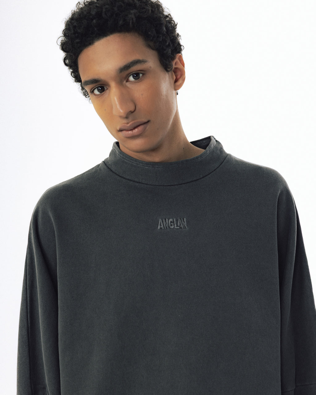 Pigment High-Neck Sweat Shirt - Washed Grey
