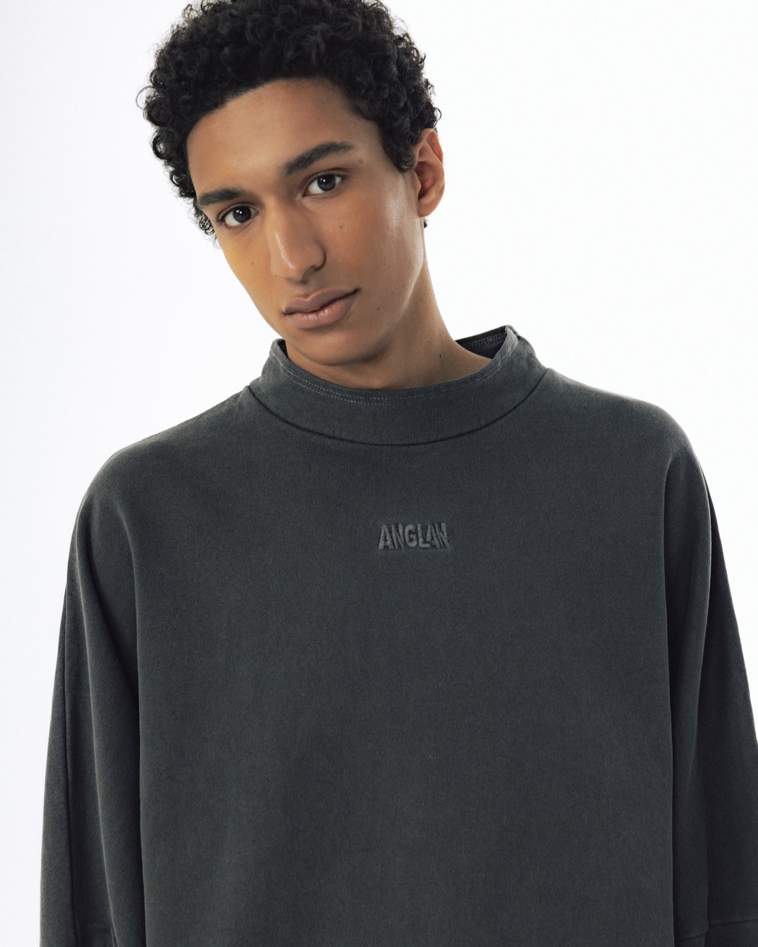 Pigment High-Neck Sweat Shirt - Washed Grey