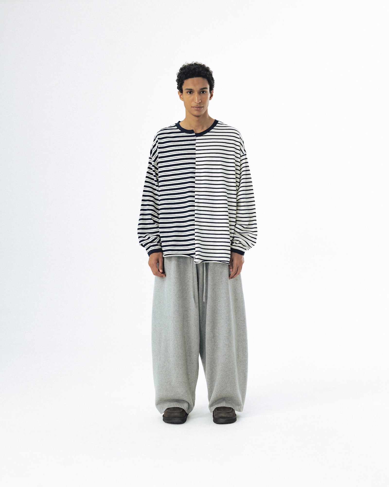Unbalanced Stripe Long Sleeve - Navy