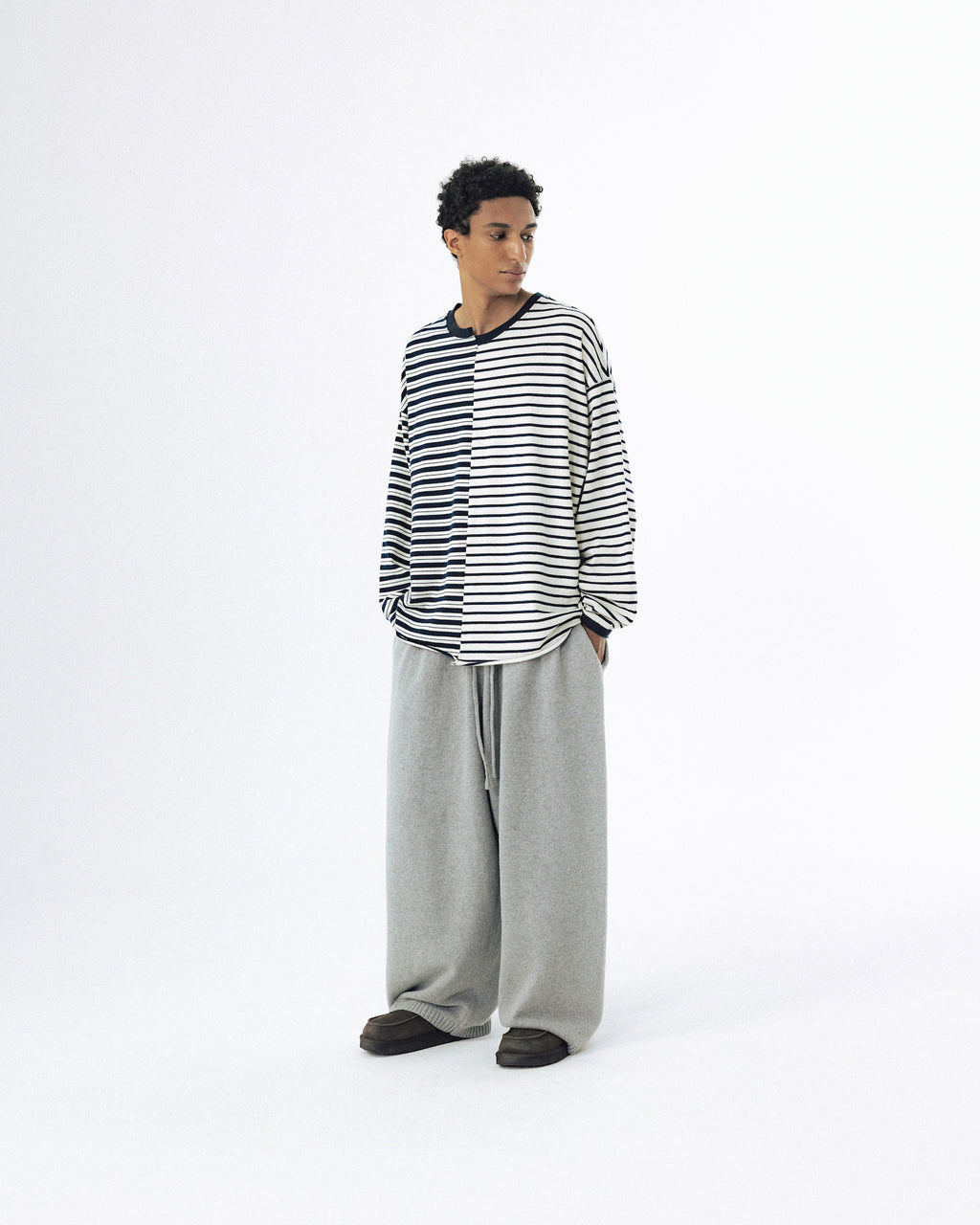 Unbalanced Stripe Long Sleeve - Navy