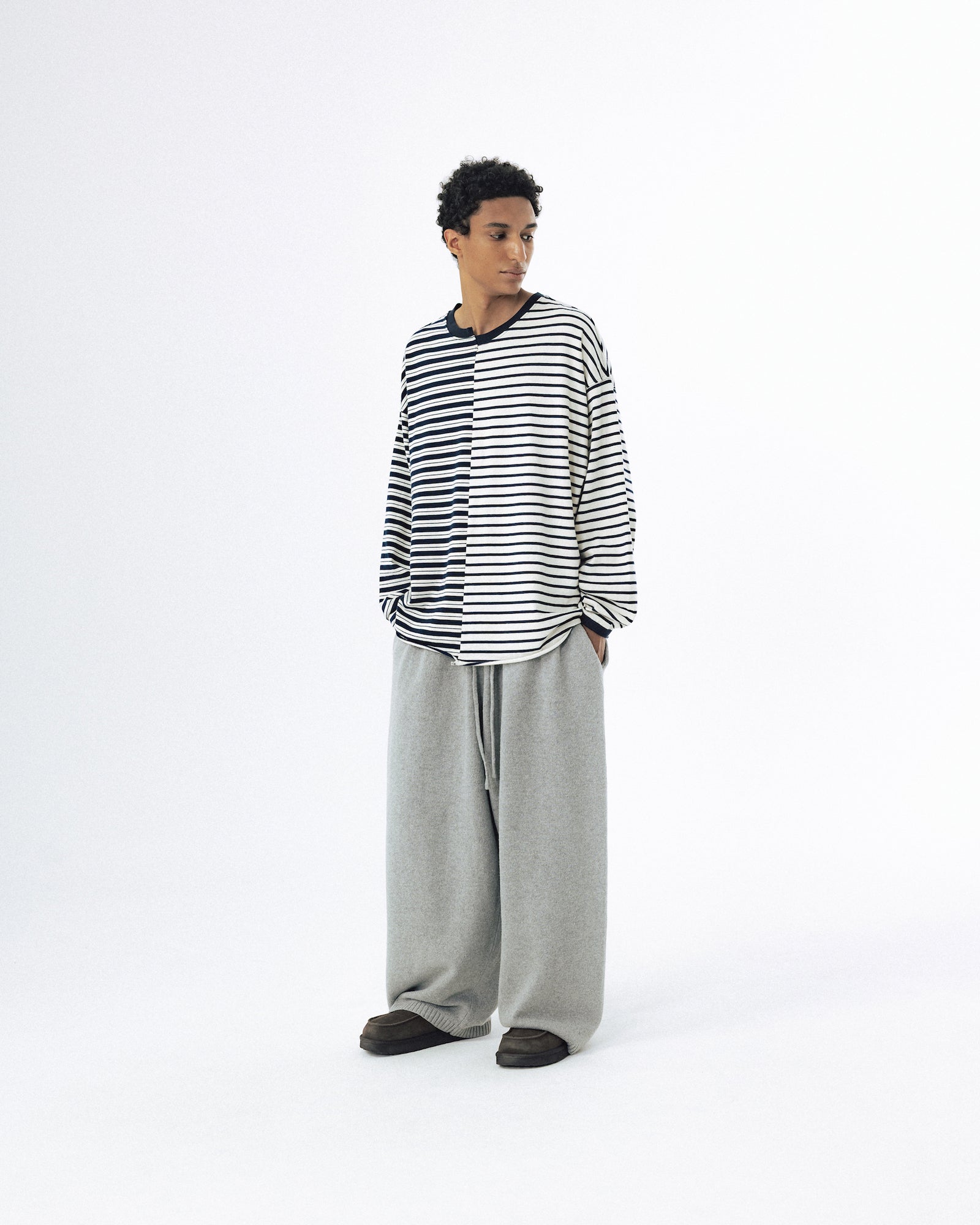 Unbalanced Stripe Long Sleeve - Navy