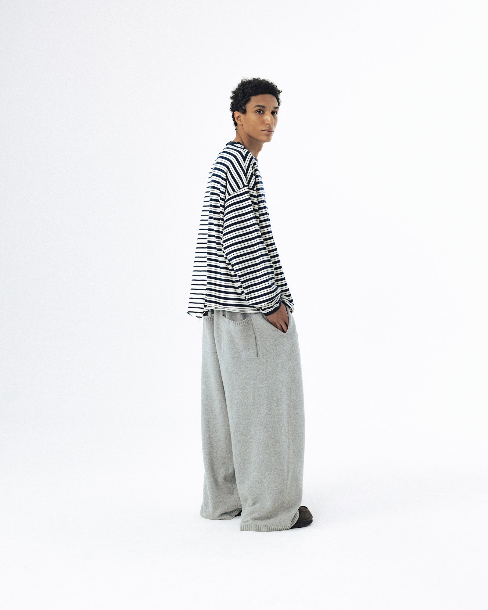 Unbalanced Stripe Long Sleeve - Navy