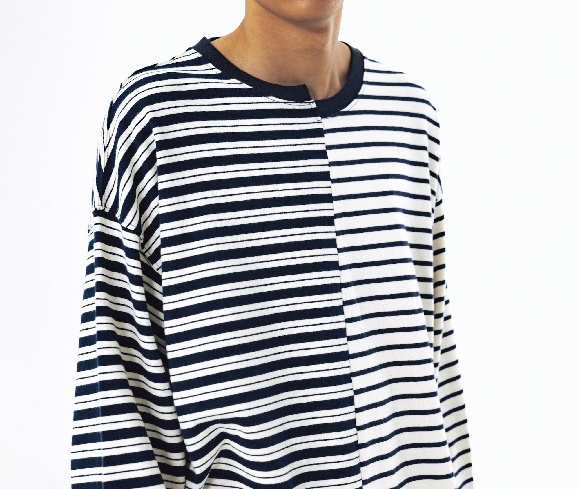 Unbalanced Stripe Long Sleeve - Navy