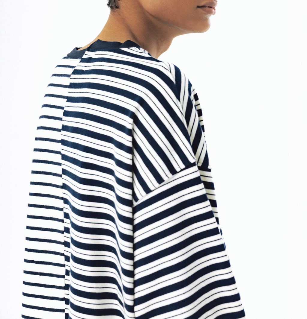 Unbalanced Stripe Long Sleeve - Navy