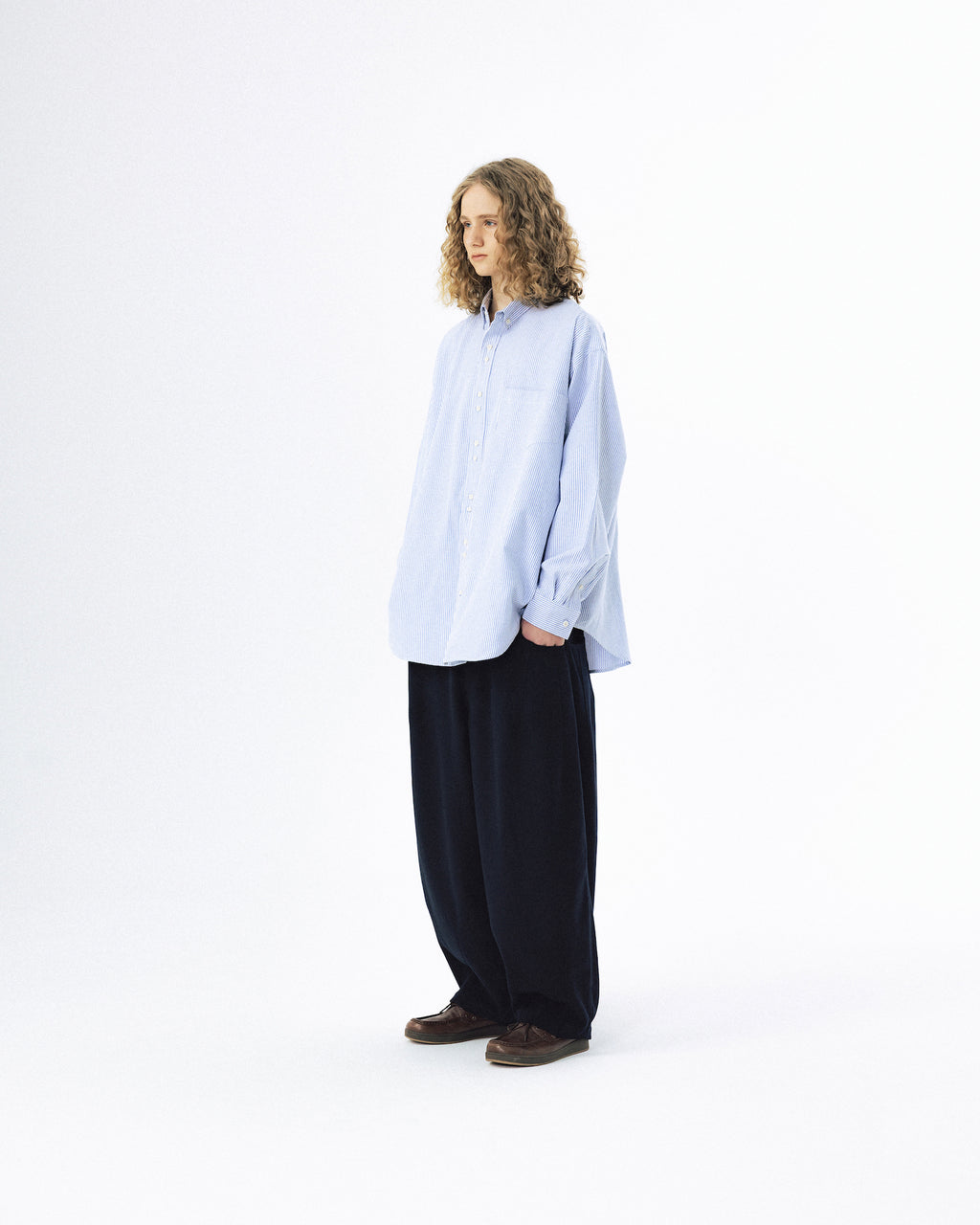 Double Button Striped Shirt - Blue