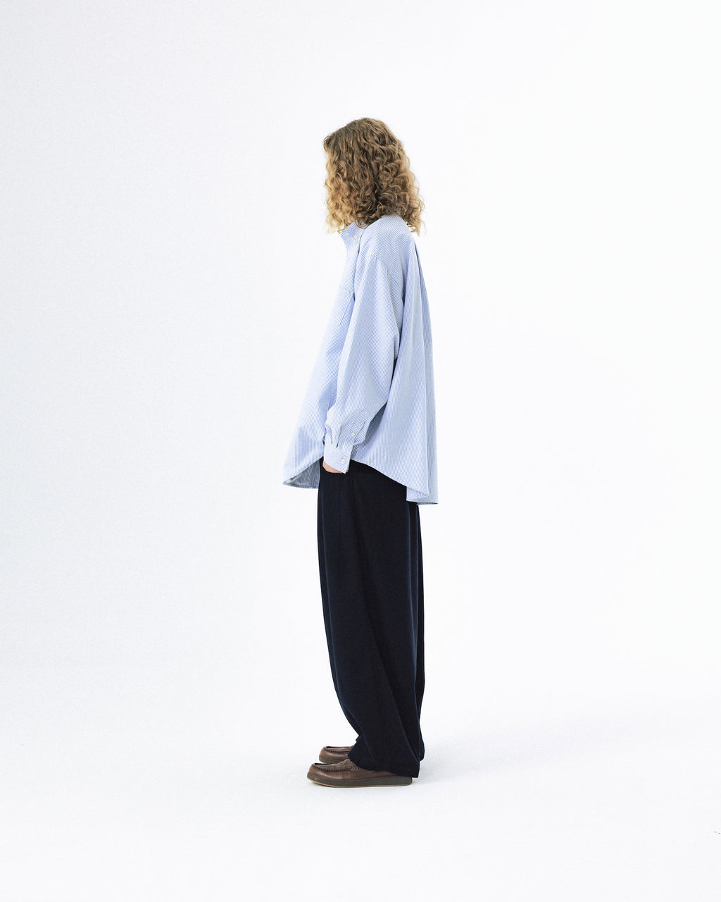 Double Button Striped Shirt - Blue