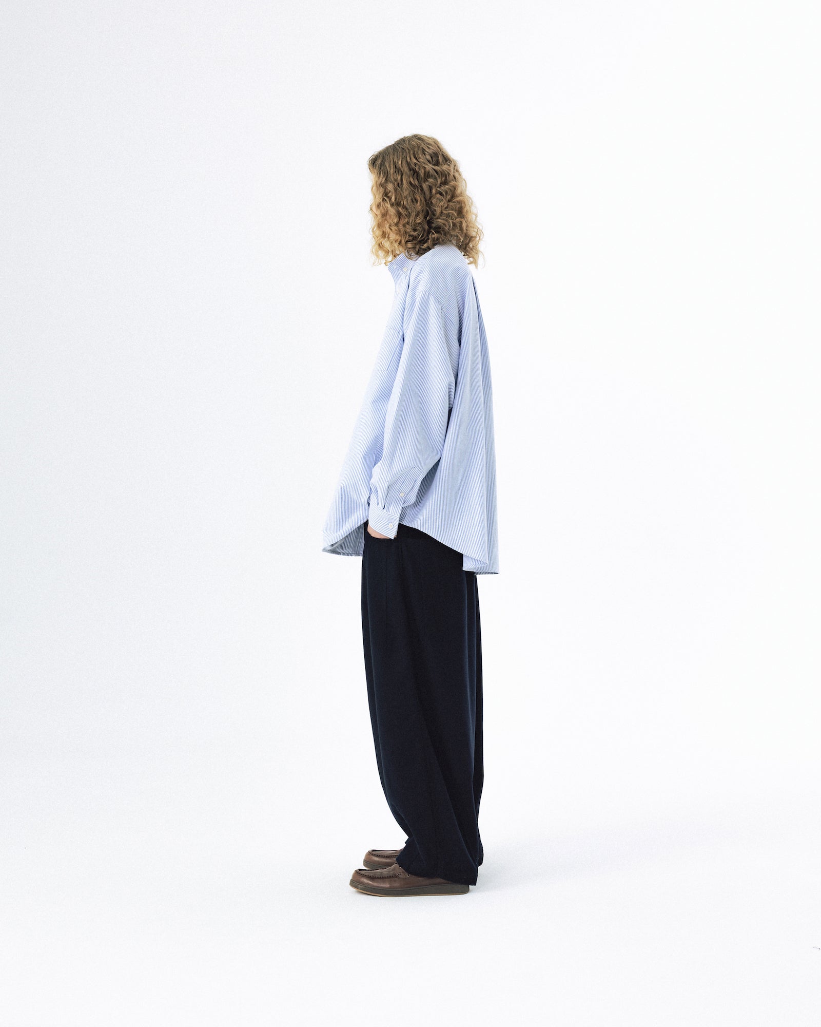 Double Button Striped Shirt - Blue