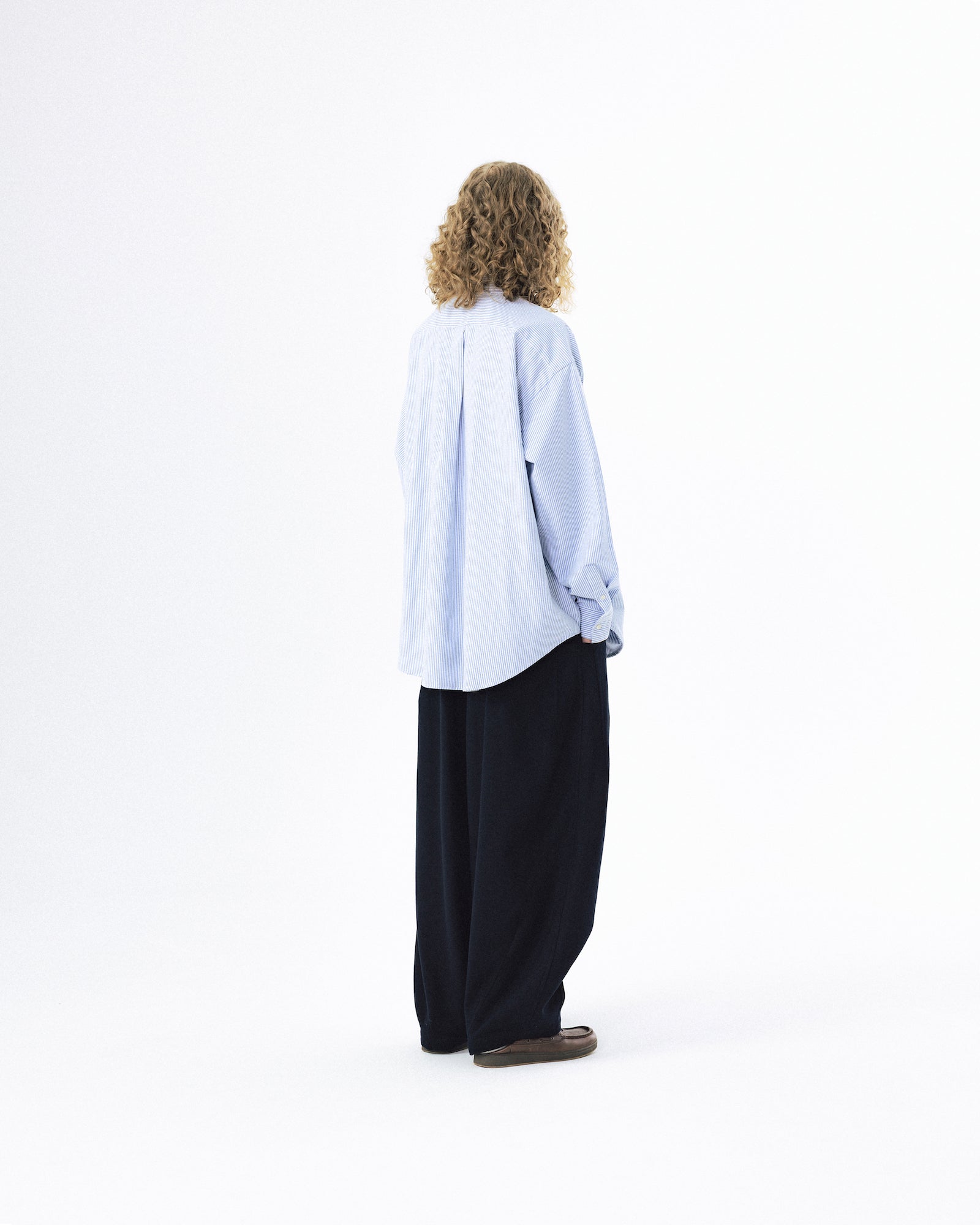 Double Button Striped Shirt - Blue