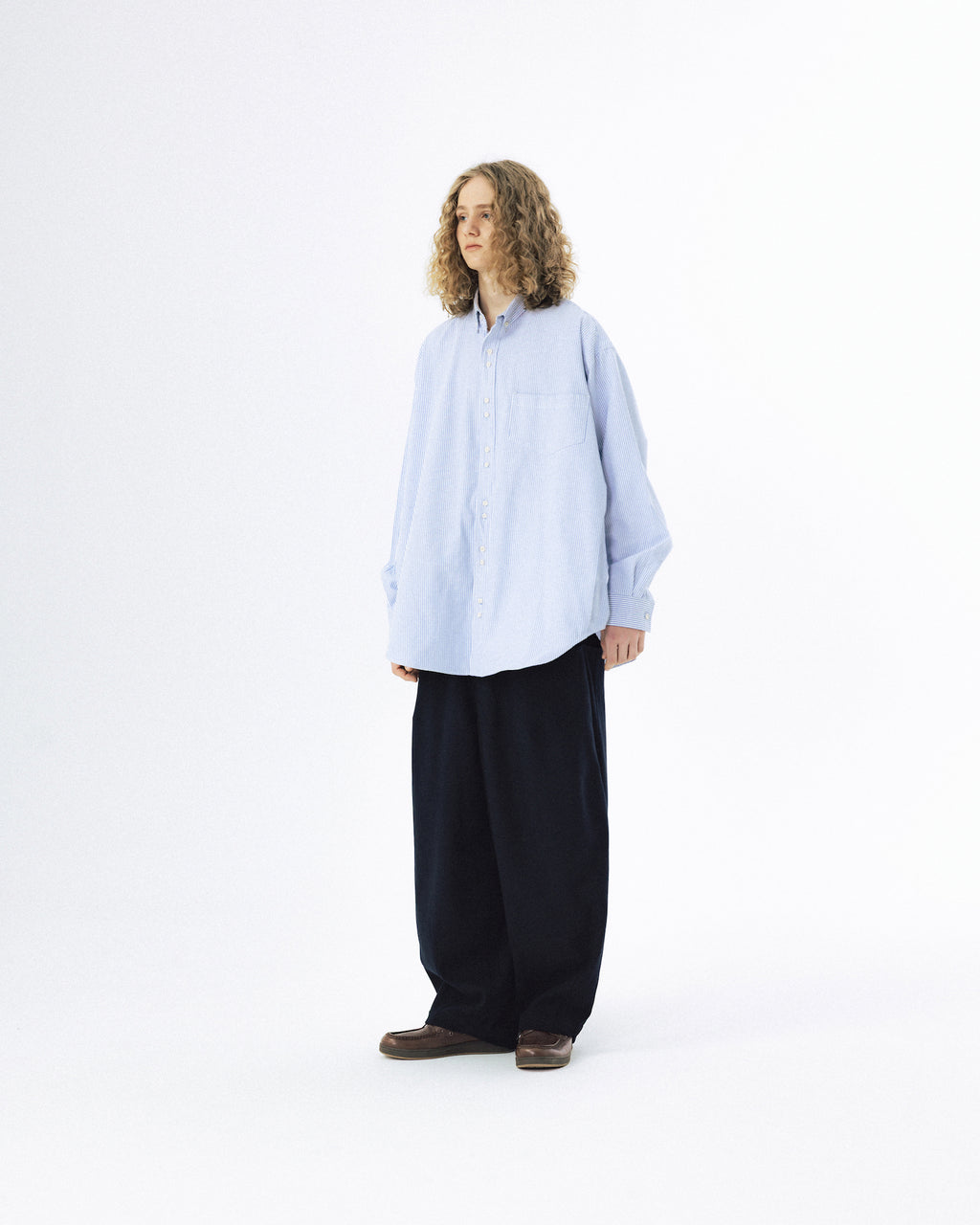 Double Button Striped Shirt - Blue