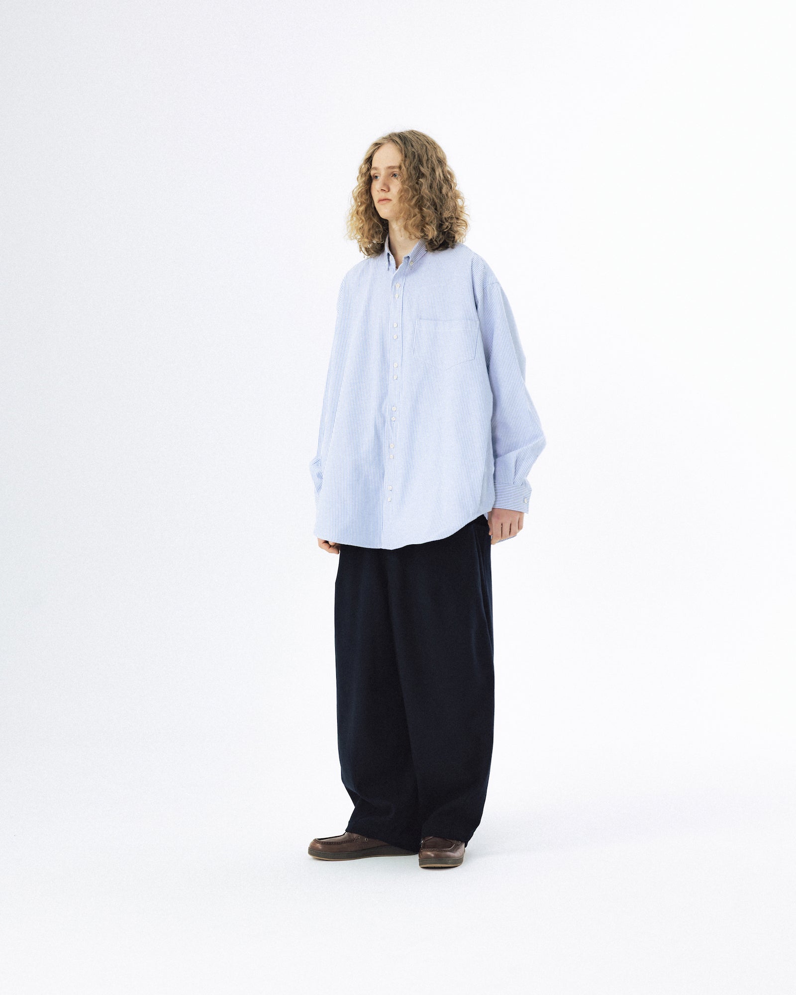 Double Button Striped Shirt - Blue