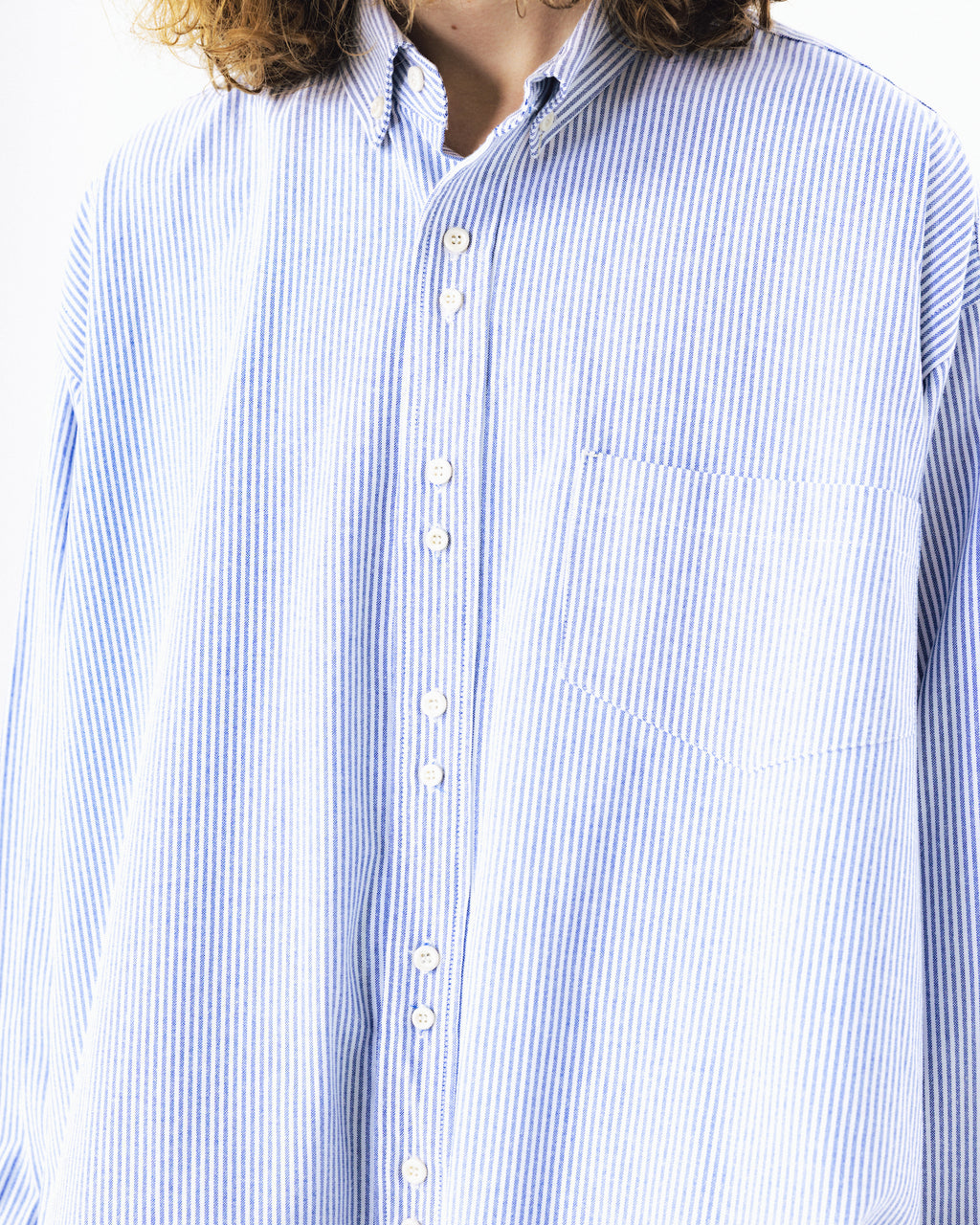 Double Button Striped Shirt - Blue