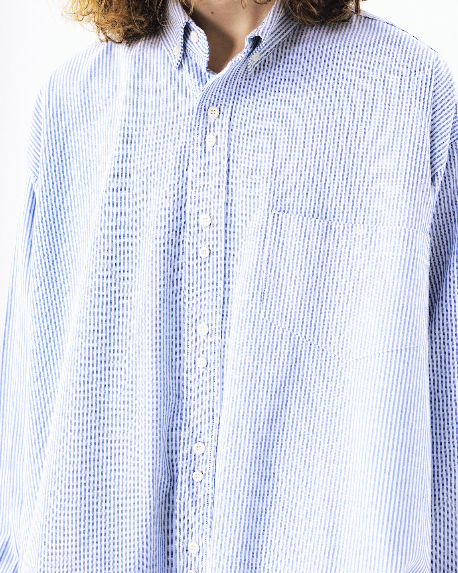 Double Button Striped Shirt - Blue