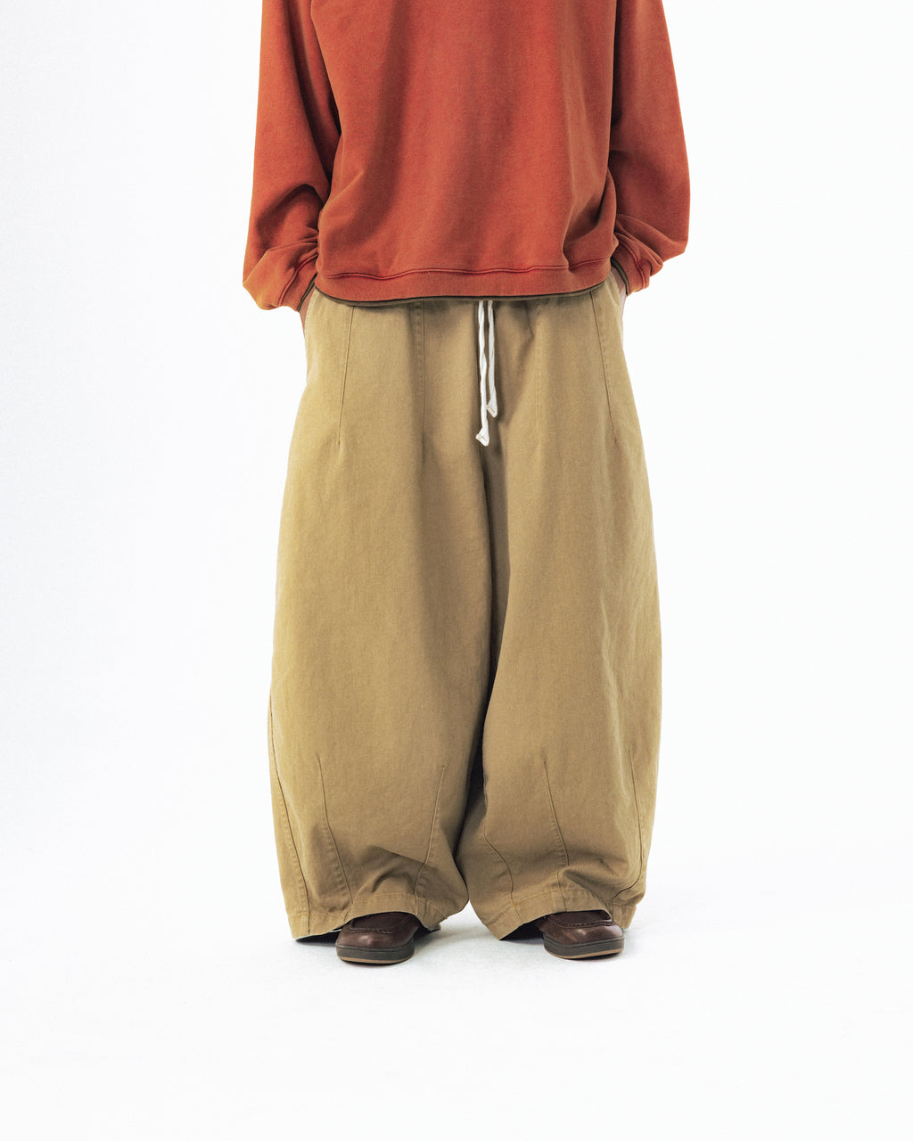 Basic Cotton Balloon Pants - Beige