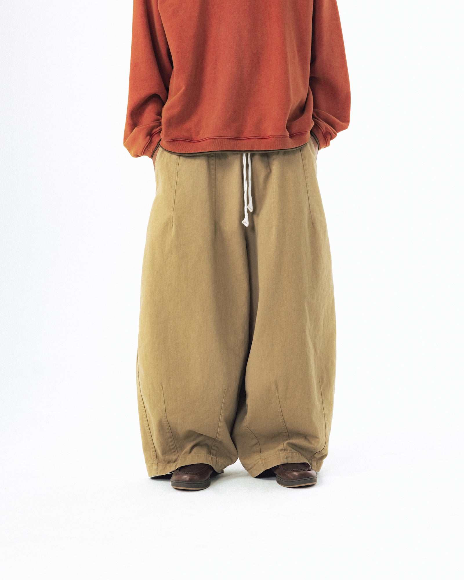 Basic Cotton Balloon Pants - Beige