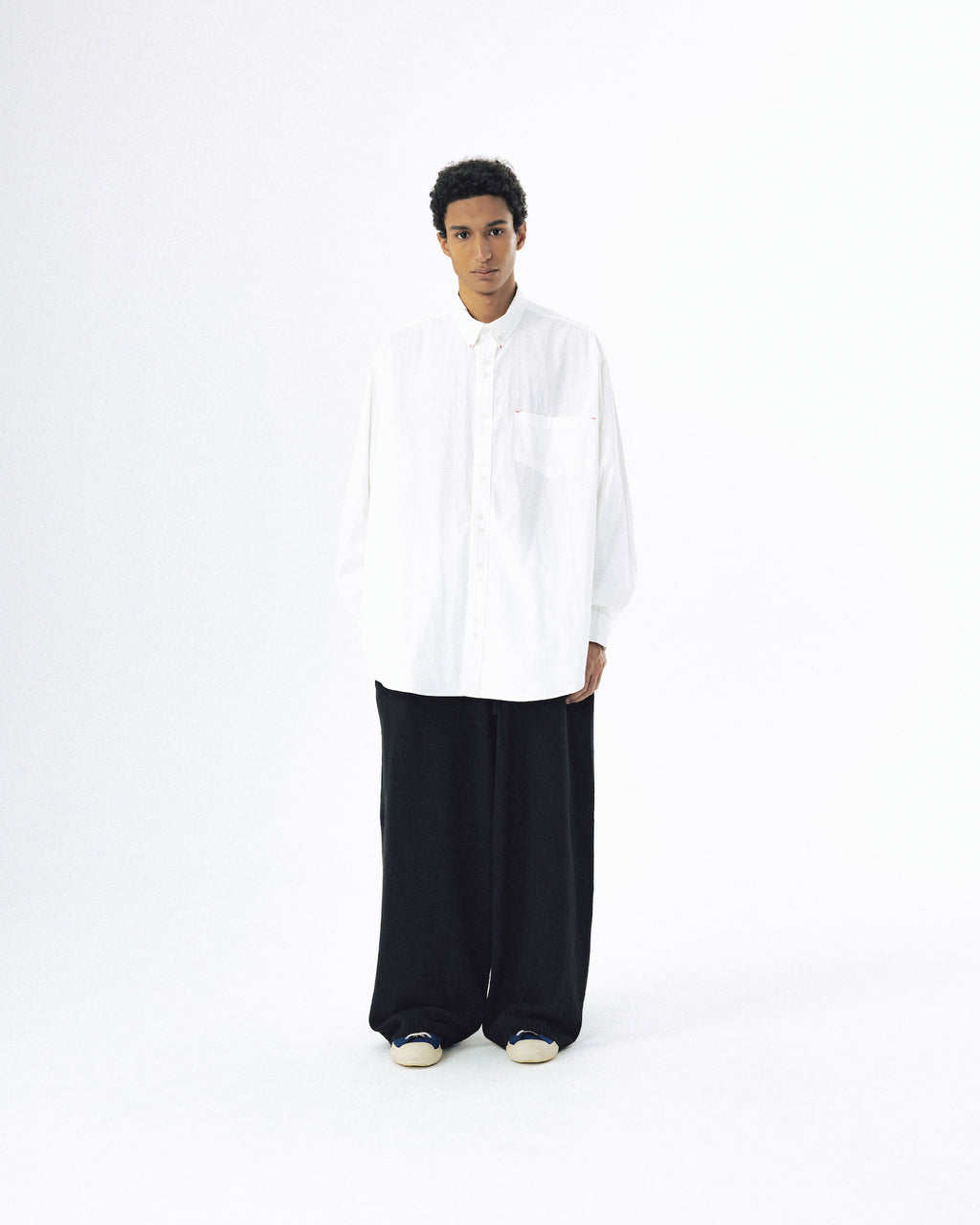 Double Button Solid Shirt - White