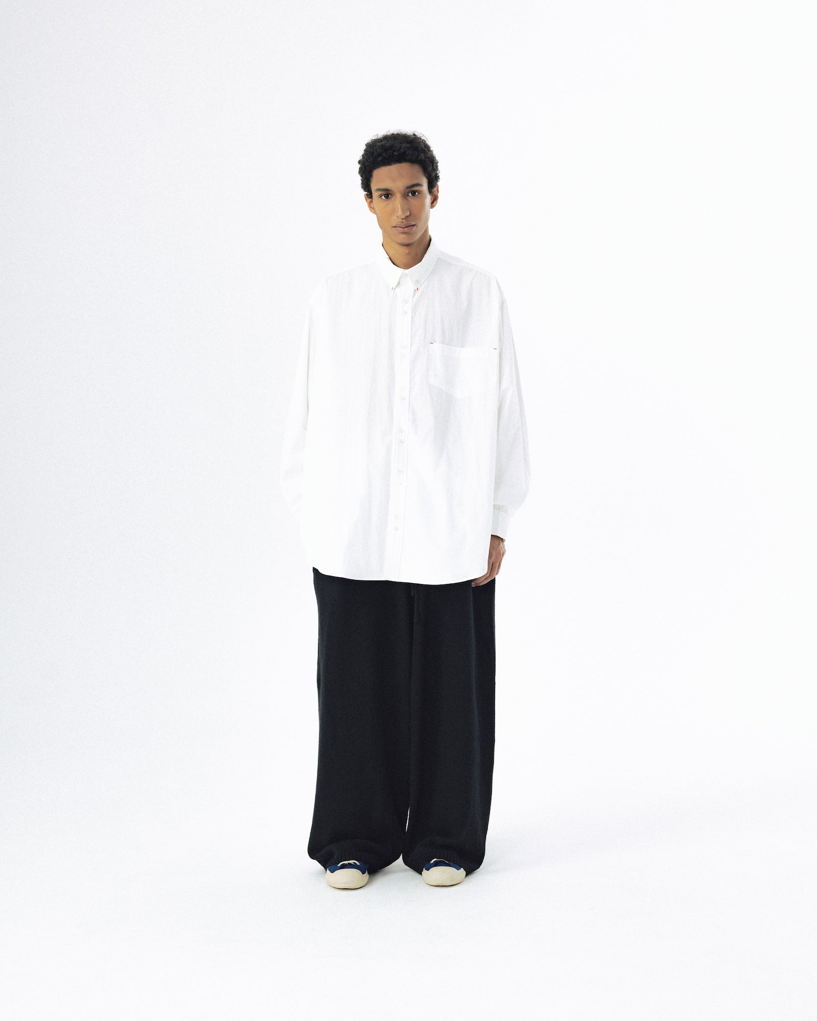 Double Button Solid Shirt - White
