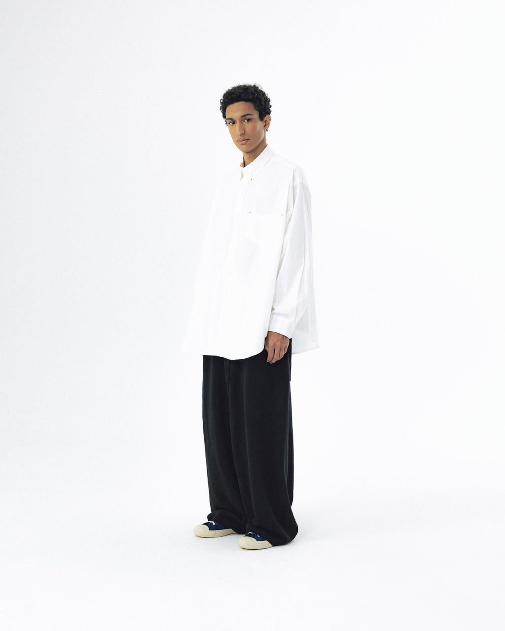 Double Button Solid Shirt - White