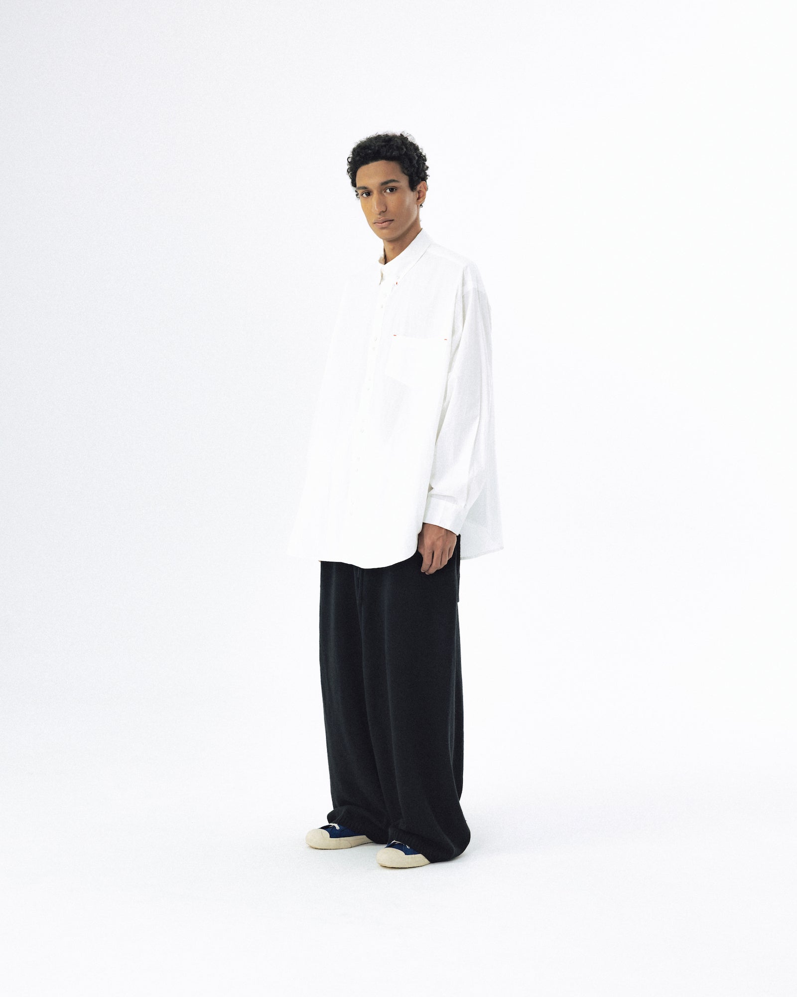 Double Button Solid Shirt - White