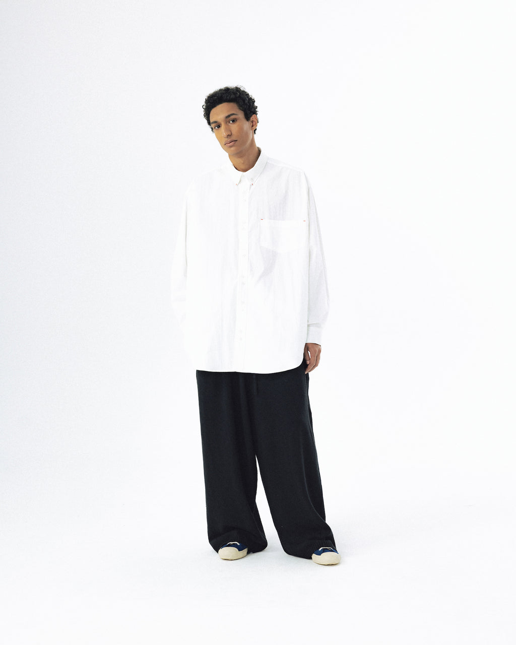 Double Button Solid Shirt - White