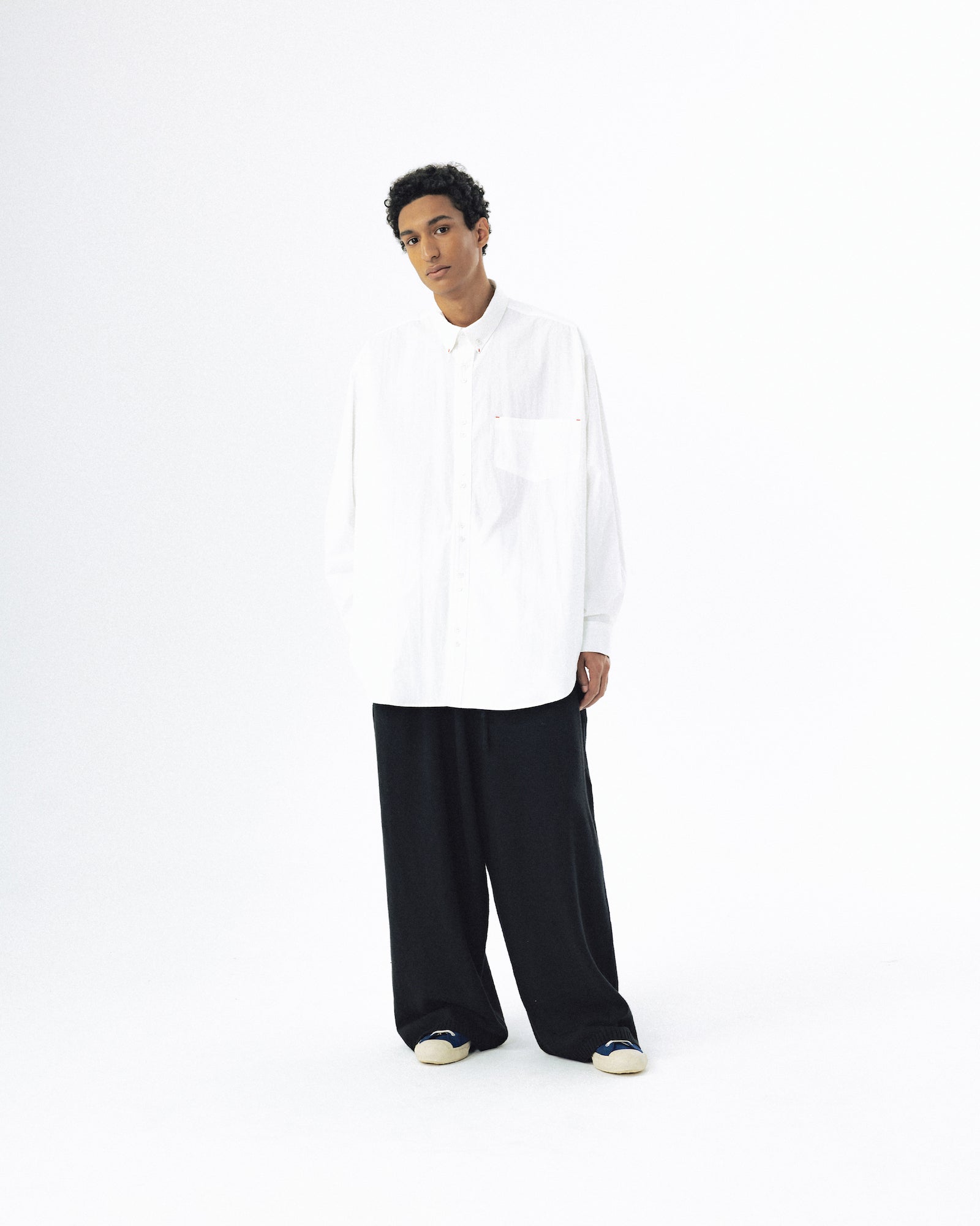 Double Button Solid Shirt - White
