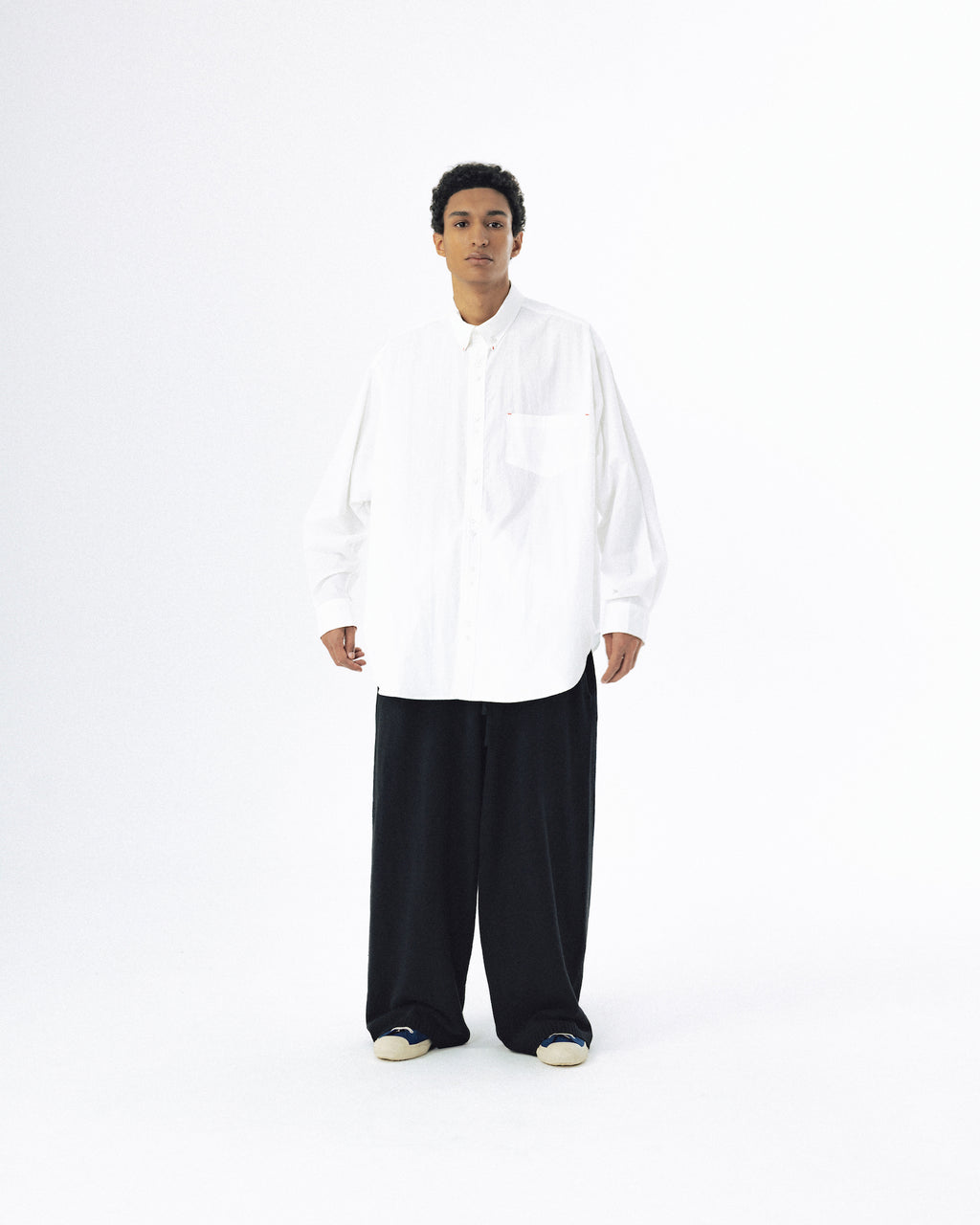 Double Button Solid Shirt - White