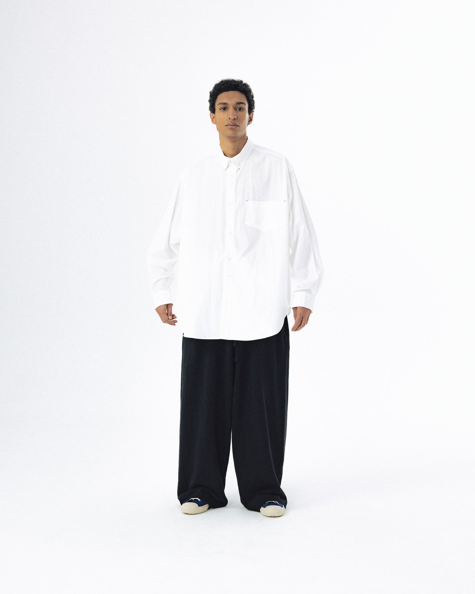 Double Button Solid Shirt - White