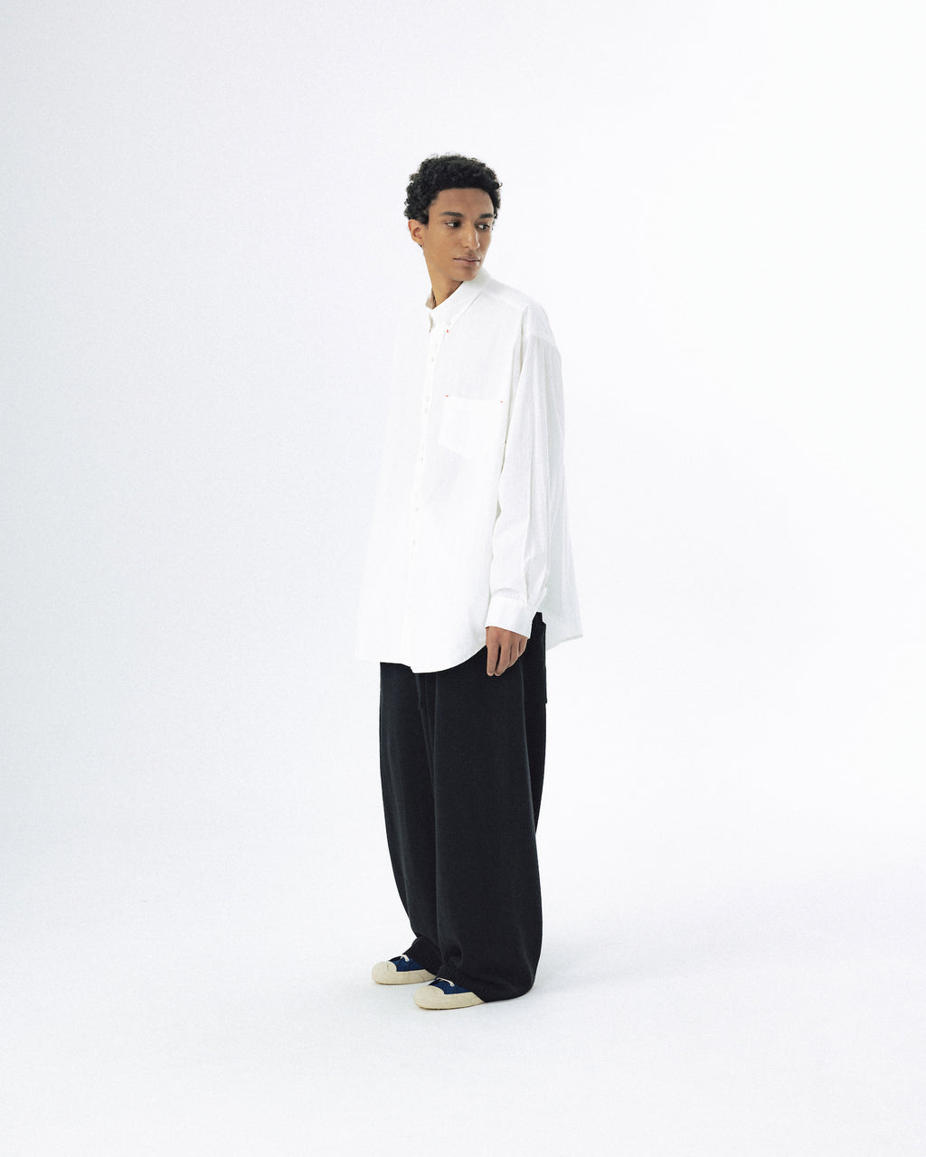Double Button Solid Shirt - White