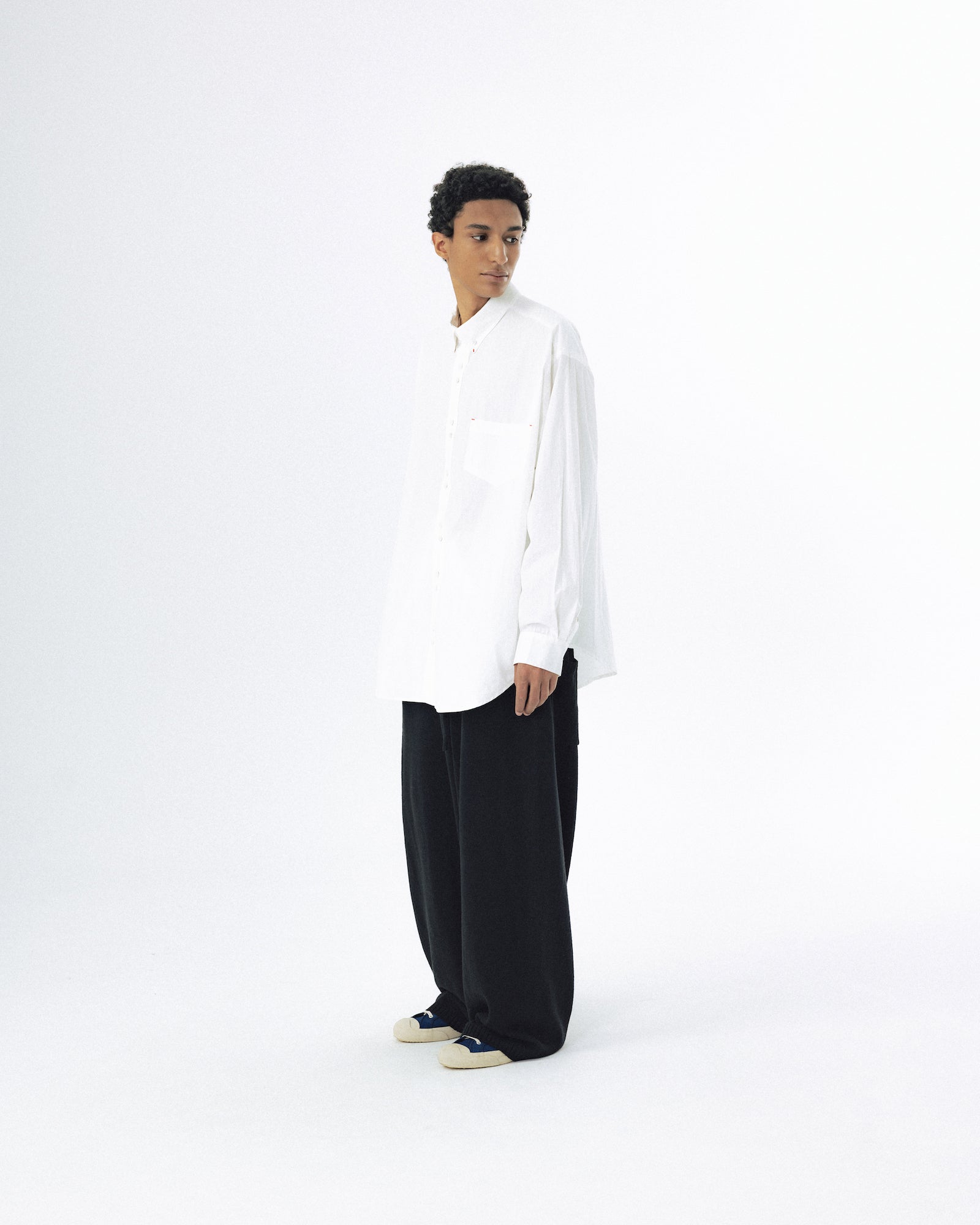 Double Button Solid Shirt - White