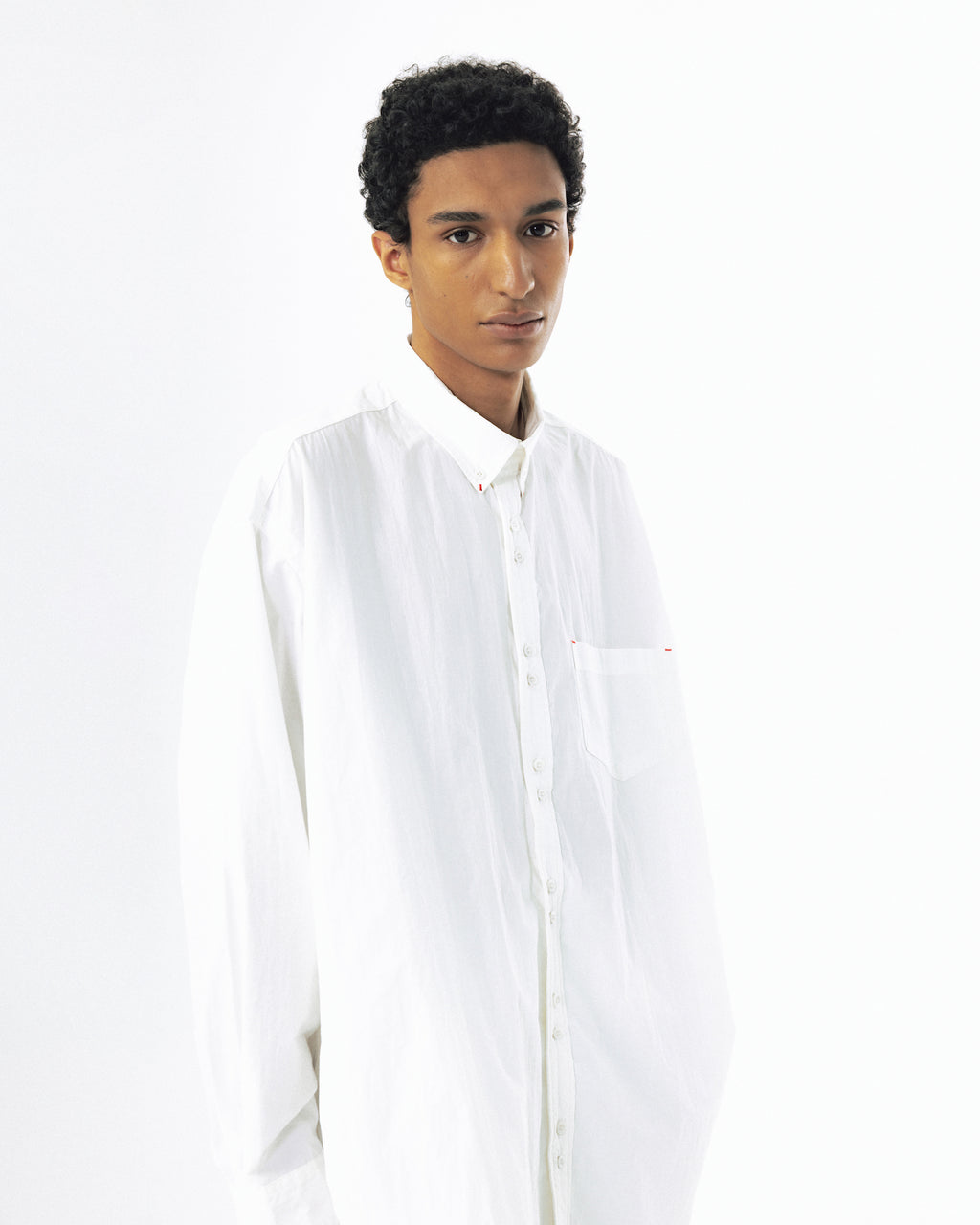 Double Button Solid Shirt - White