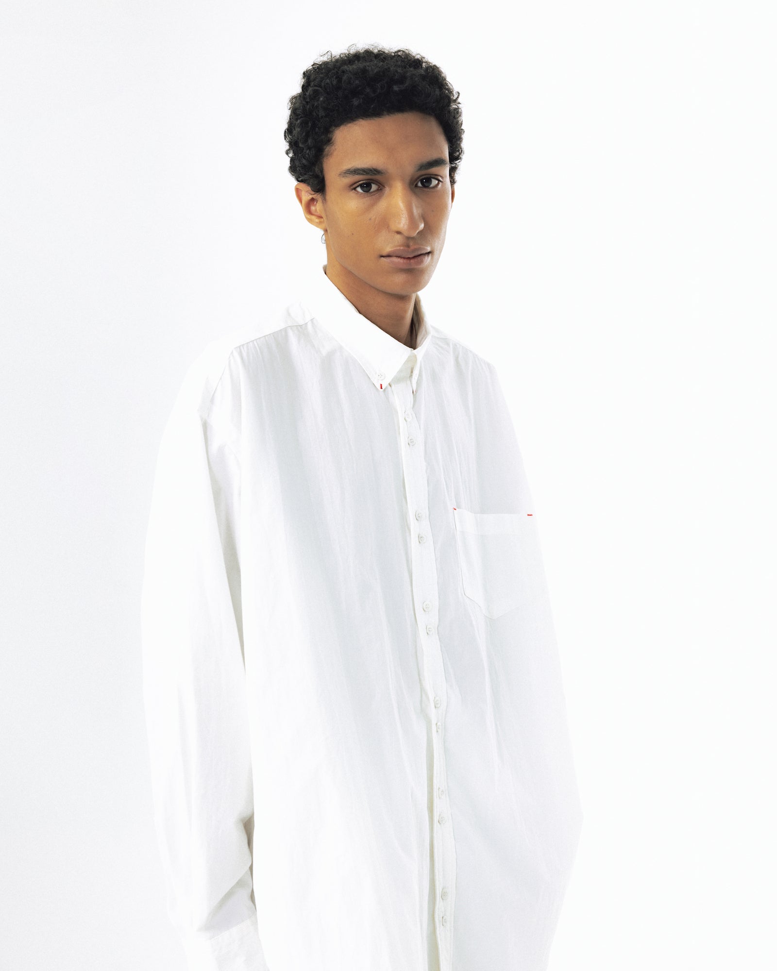 Double Button Solid Shirt - White