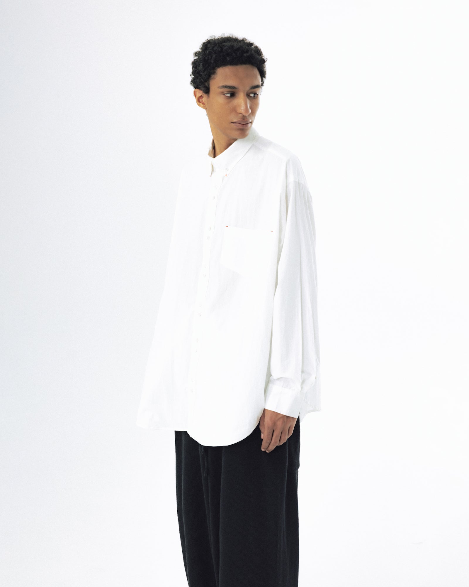 Double Button Solid Shirt - White