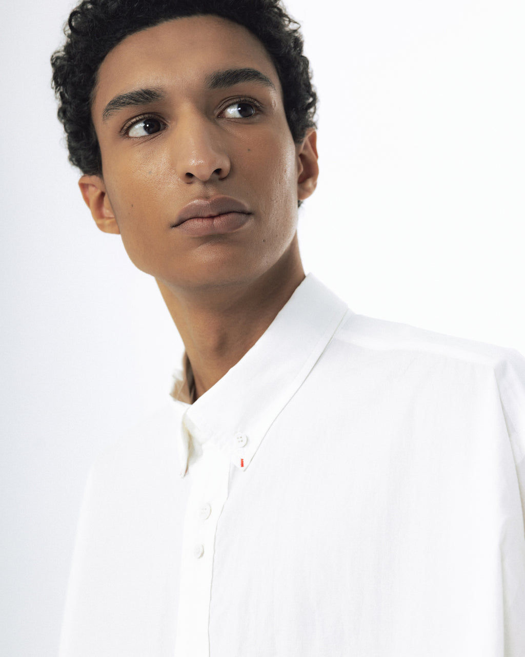 Double Button Solid Shirt - White