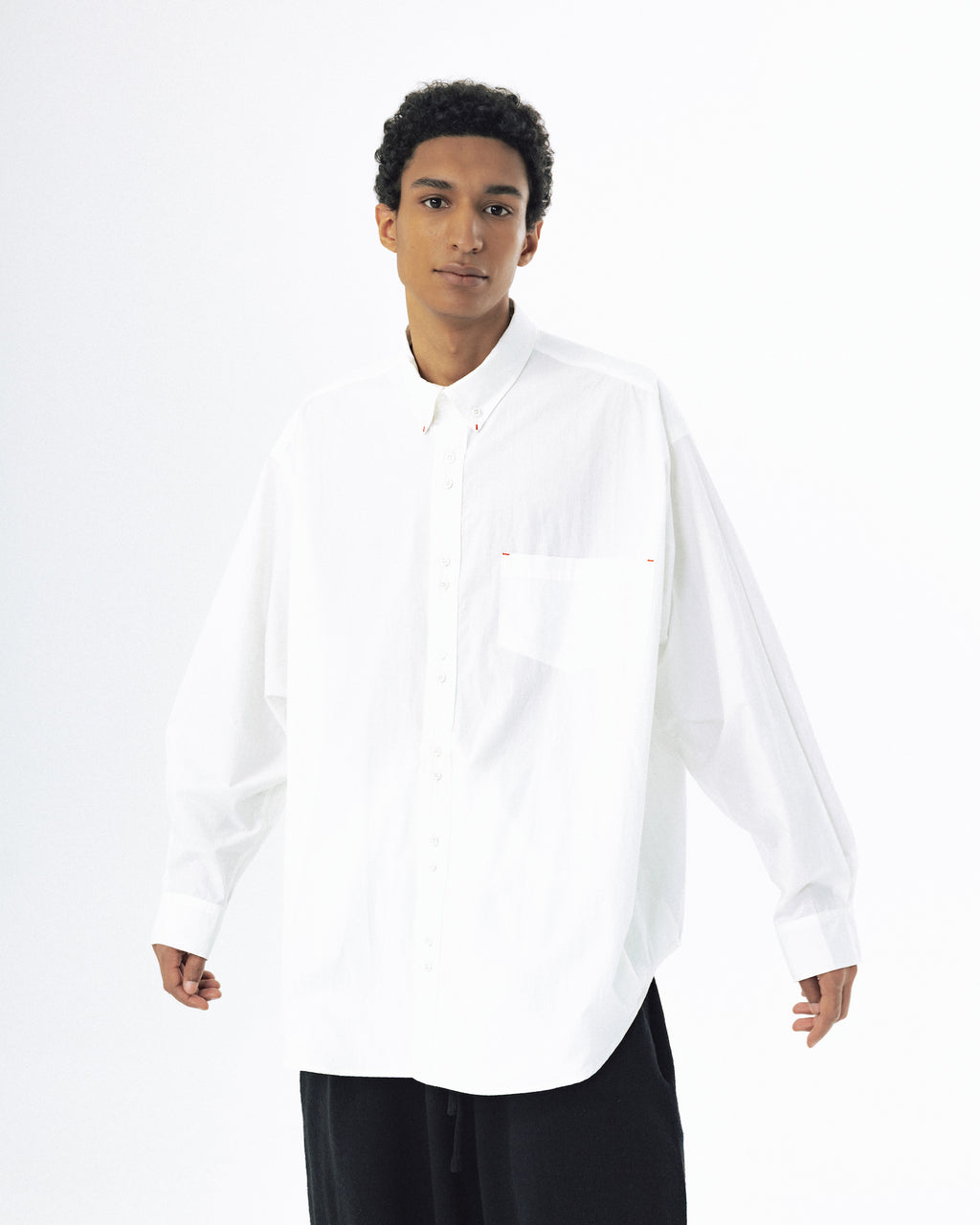 Double Button Solid Shirt - White