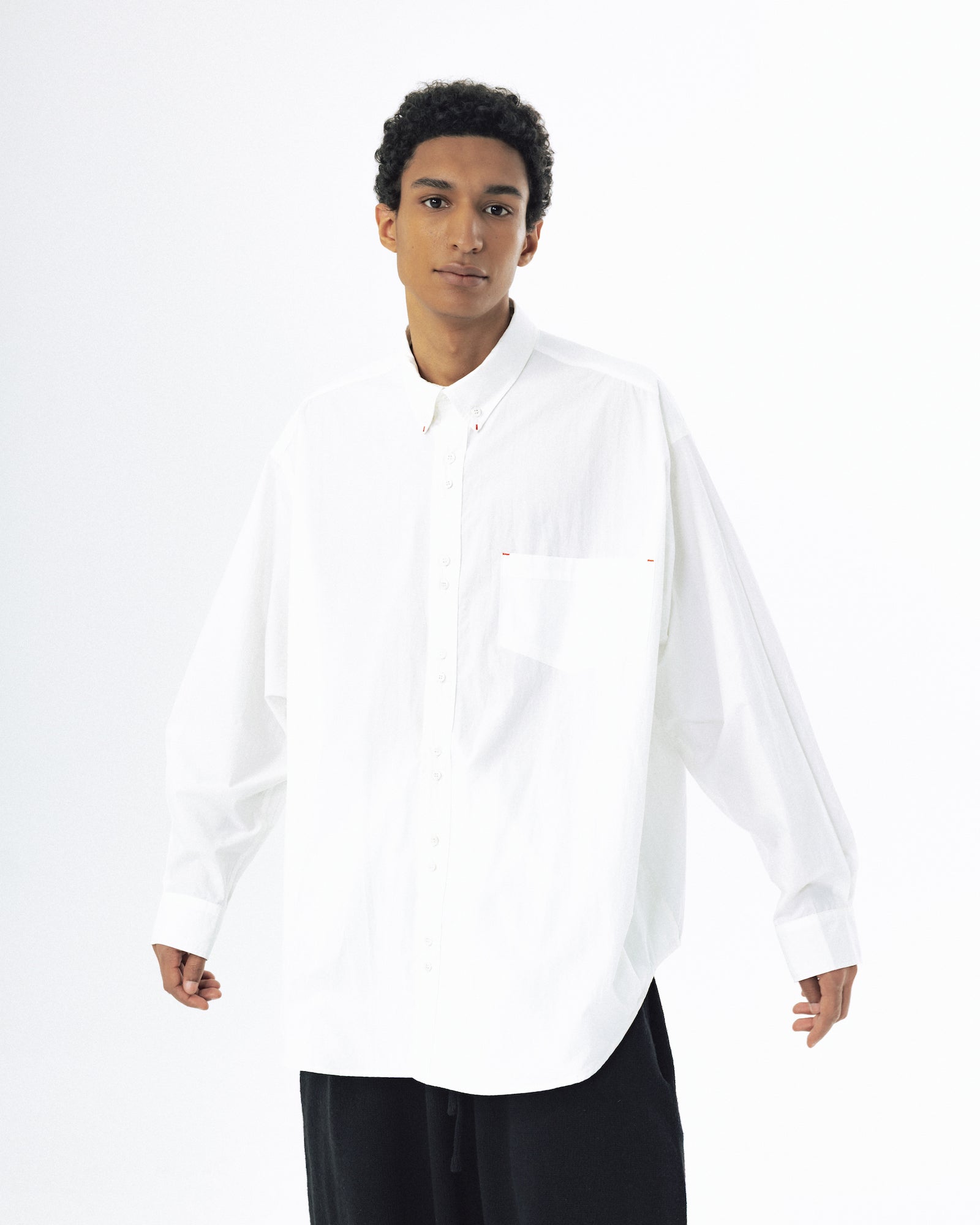 Double Button Solid Shirt - White