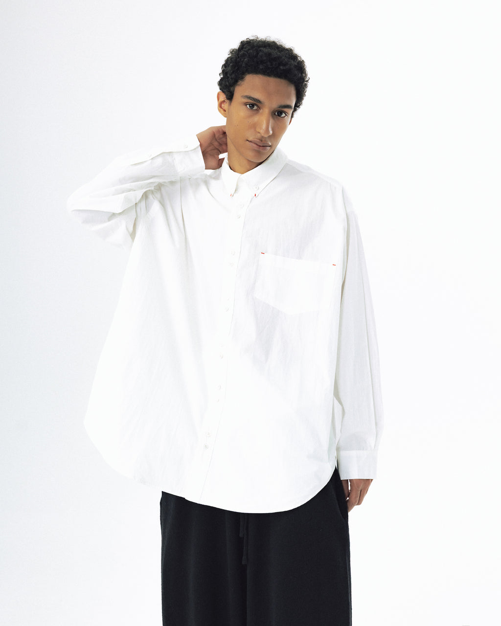 Double Button Solid Shirt - White