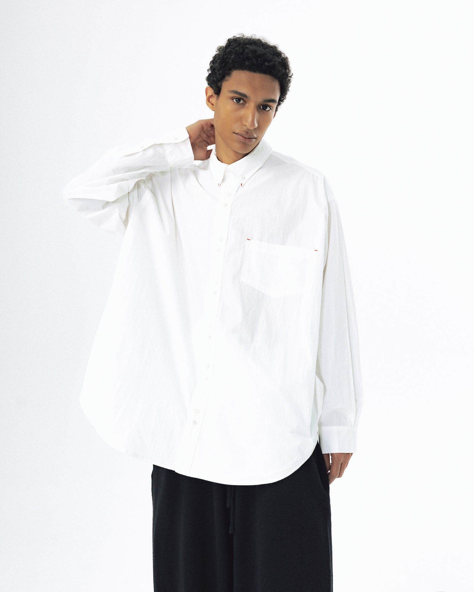 Double Button Solid Shirt - White