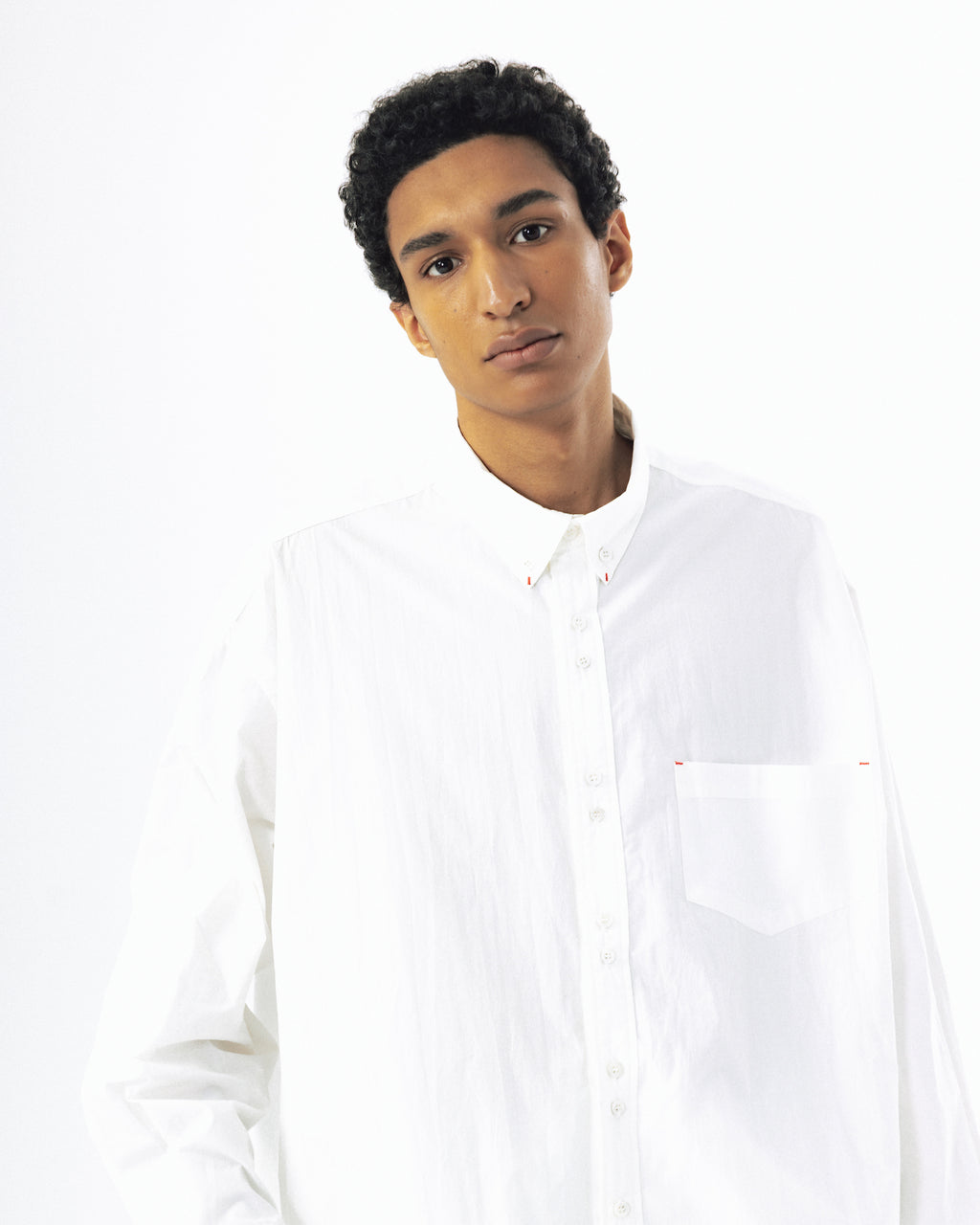 Double Button Solid Shirt - White