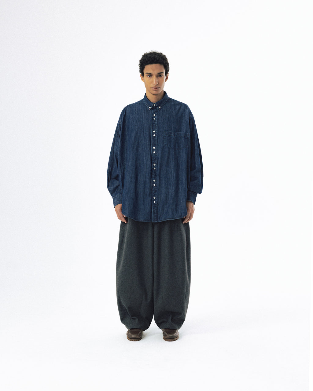 Double Button Solid Shirt - Indigo