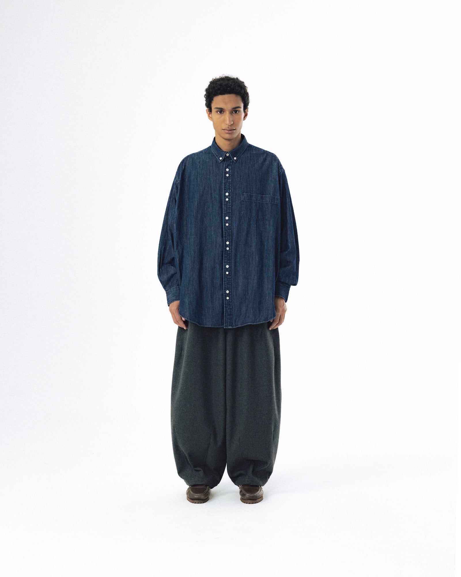 Double Button Solid Shirt - Indigo