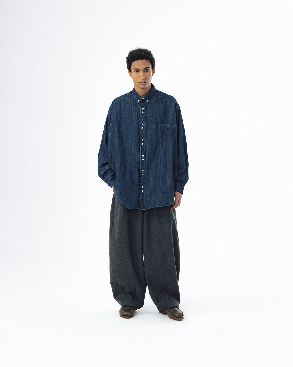Double Button Solid Shirt - Indigo
