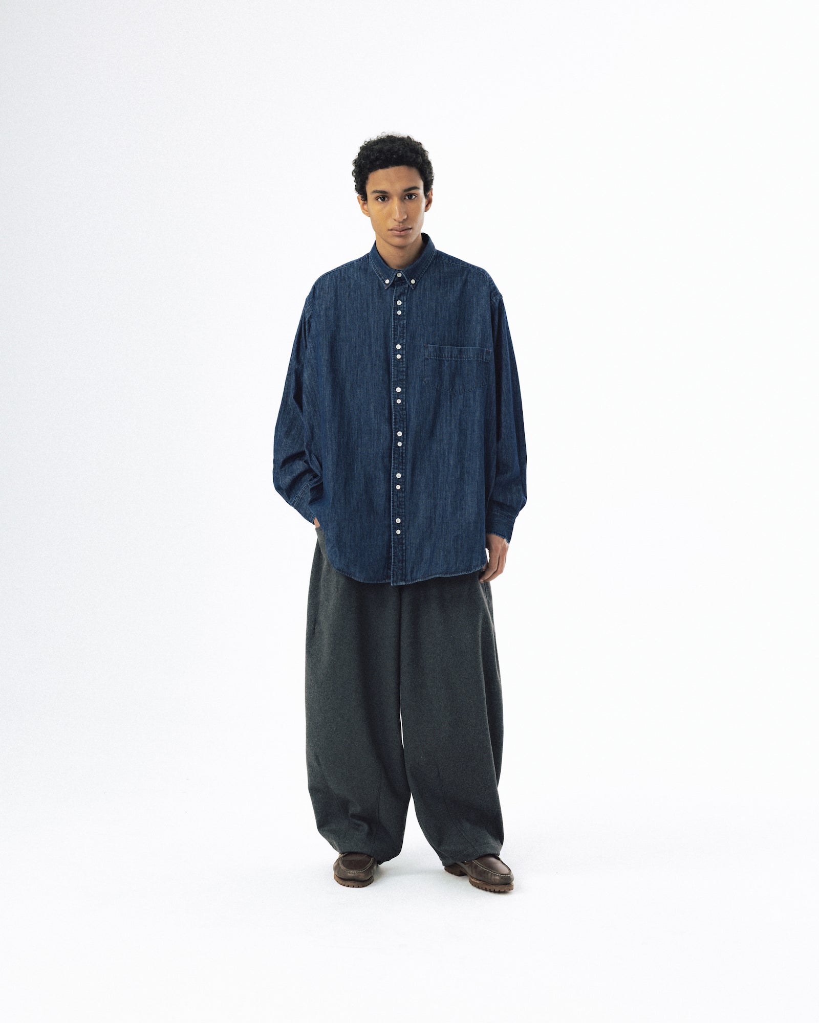 Double Button Solid Shirt - Indigo