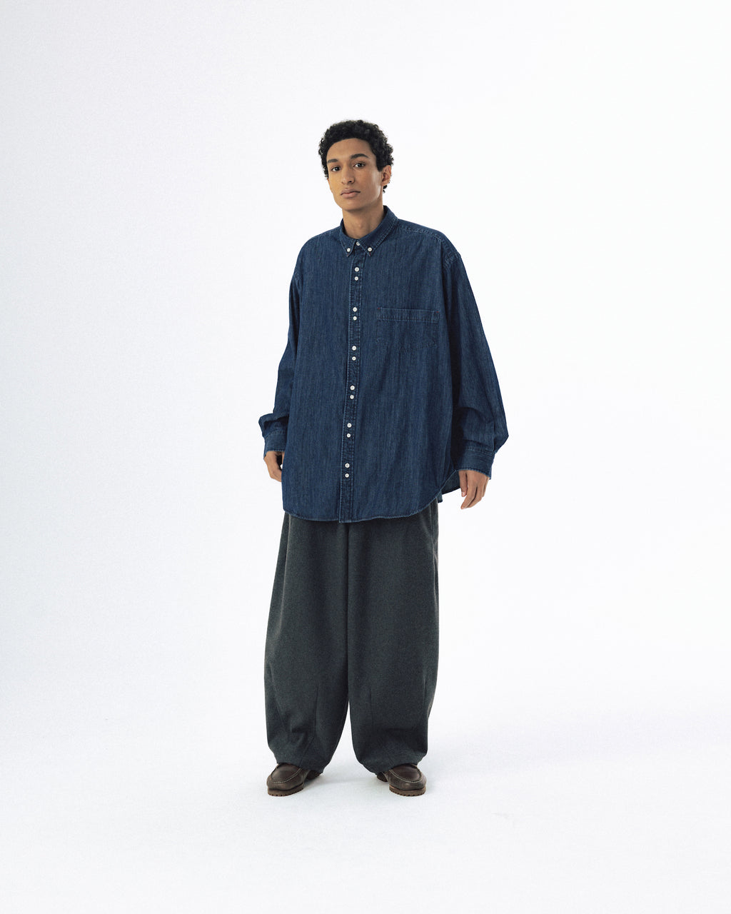 Double Button Solid Shirt - Indigo