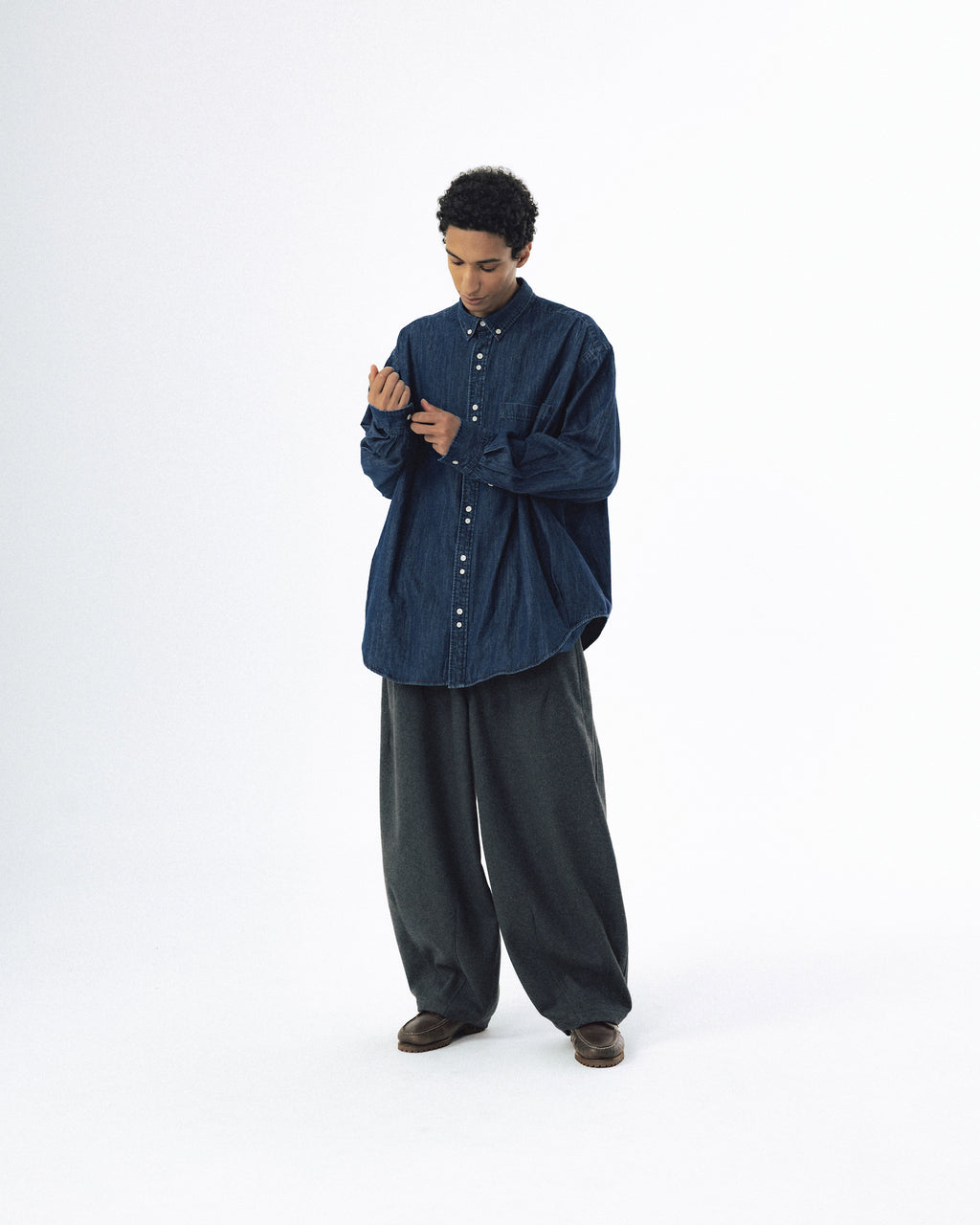 Double Button Solid Shirt - Indigo