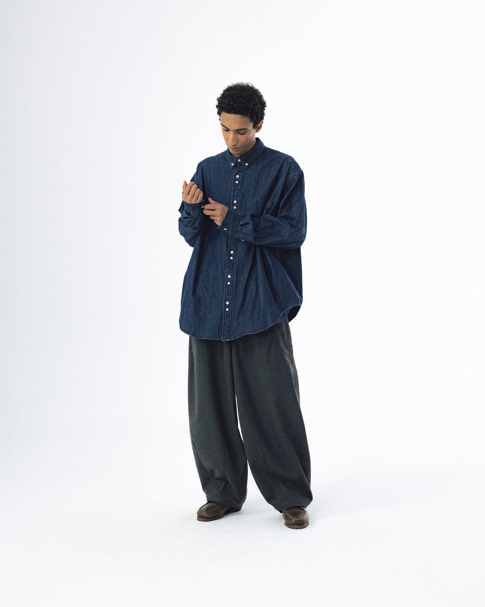 Double Button Solid Shirt - Indigo