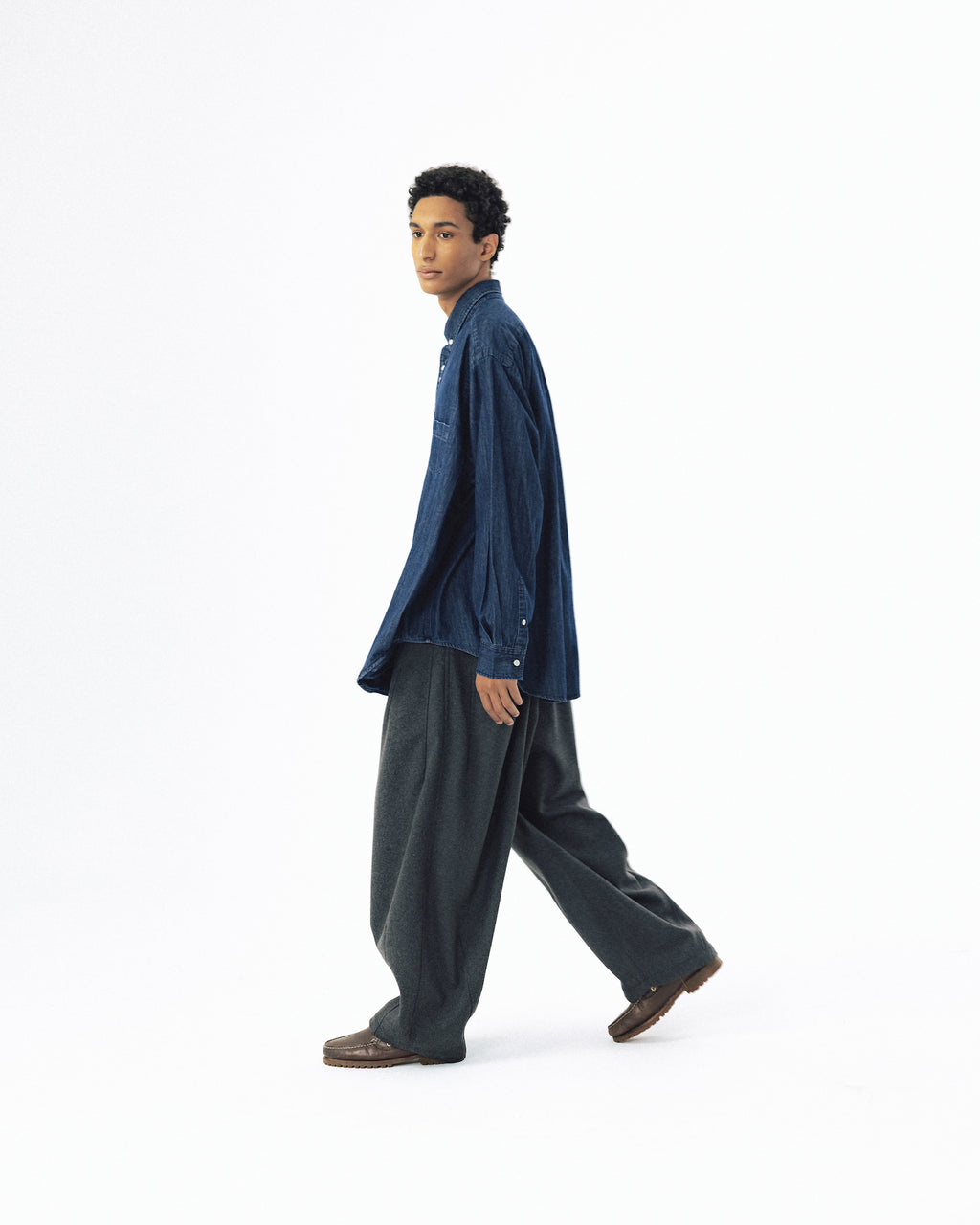 Double Button Solid Shirt - Indigo