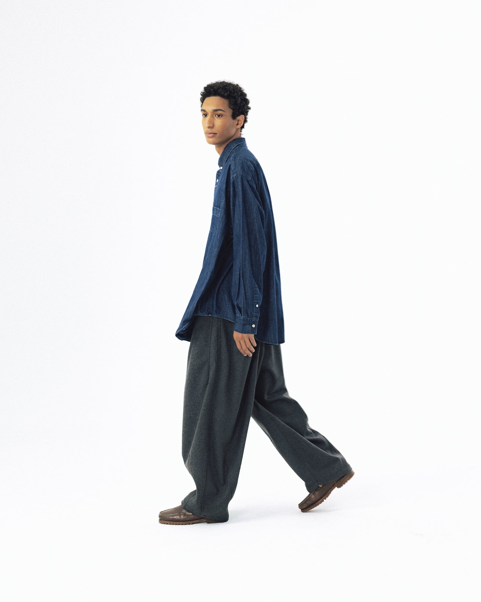 Double Button Solid Shirt - Indigo