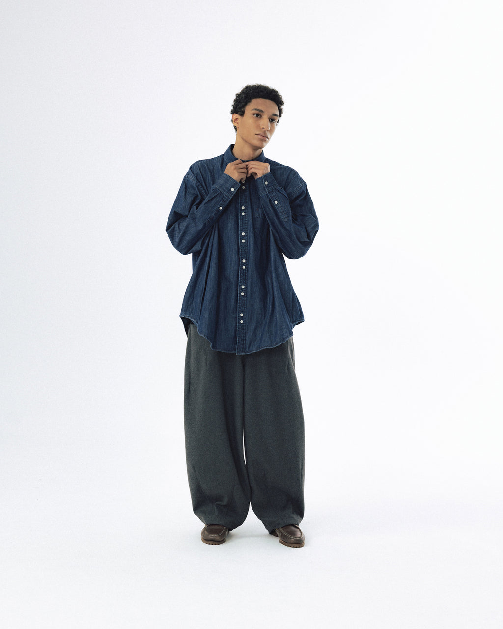 Double Button Solid Shirt - Indigo