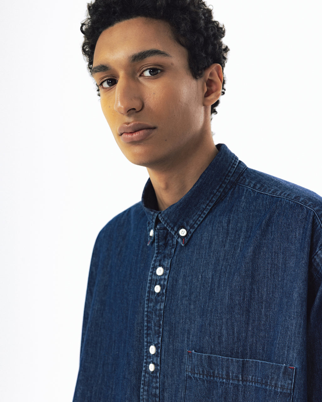 Double Button Solid Shirt - Indigo
