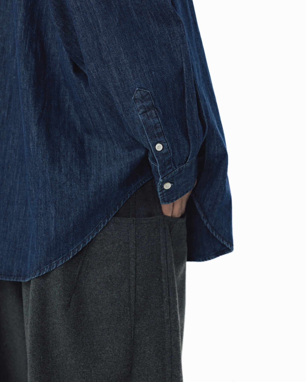 Double Button Solid Shirt - Indigo