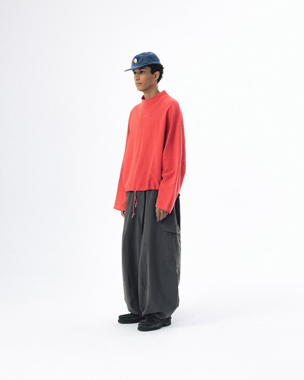 Pigment High-Neck Sweat Shirt - Washed Red